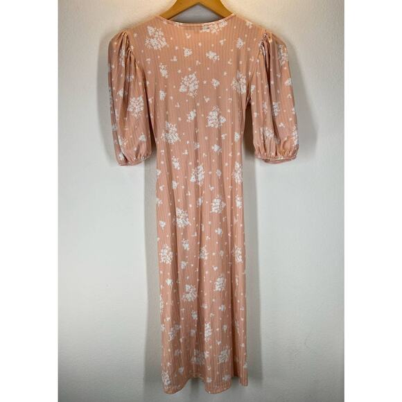 Velvet Torch Nordstrom NWT S Floral Balloon Sleeve Tie Front Dress Cottage Core - Picture 4 of 5